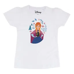 Frozen Girls White Frozen Printed Round Neck Pure Cotton T-shirt-image-37