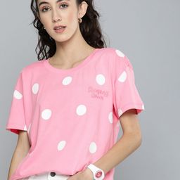 Kook N Keech Women Pink & White  Printed Round Neck T-shirt-image-52