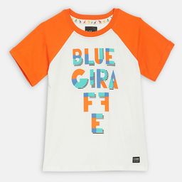 Blue Giraffe Boys Off-White Printed Round Neck T-shirt-image-45