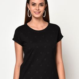 METTLE Women Black Mickey Mouse Print Round Neck T-shirt-picture-44