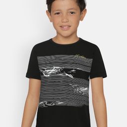 LAdore Boys Black Printed Round Neck Pure Cotton T-shirt-image-41