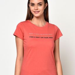 METTLE Women Coral Red Printed Detail Round Neck T-shirt-picture-49