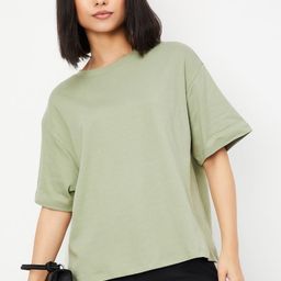 max Women V-Neck Drop-Shoulder Sleeves Cut Outs T-shirt-image-75