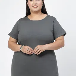 plusS Plus Size Round Neck Short Sleeves Cotton T-shirt-11
