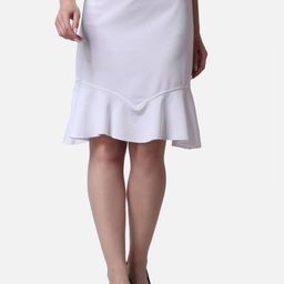 Popwings Women Flared Frill Knee Length Pencil Skirt-image-19