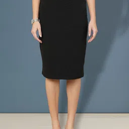 FITHUB Slim-Fit Pencil Knee Length Skirts-image-47