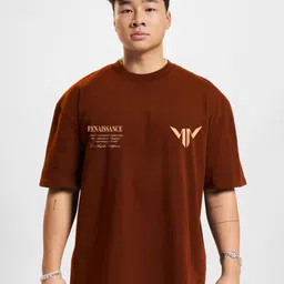 MISCHIEF MONKEY Men Typography Printed Round Neck Cotton Oversized T-Shirt-image-53