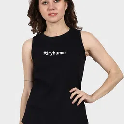 T-SHIRT TRUCK Typography Printed Sleeveless Cotton T-shirt-image-90