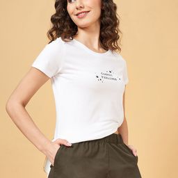Honey by Pantaloons Round Neck Typography Printed Cotton Regular Fit T-shirt-image-92