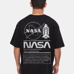 Crazymonk NASA Printed Drop Shoulder Pure Cotton Oversized T-Shirt-image-25