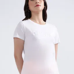 DKNY Typography Embroidered Cotton T-shirt-image-21