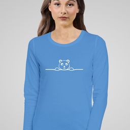 Pootlu Women Blue & White Printed Cotton T-shirt-image-55