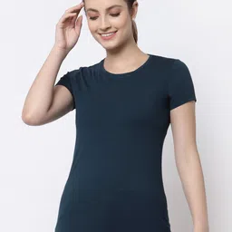 Prag & Co Women Sea Green Antimicrobial T-shirt-image-33