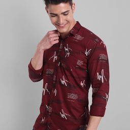 Majestic Man Men Red Slim Fit Printed Casual Shirt-image-23
