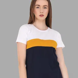 Reifica Women White Colourblocked Bio Finish T-shirt-image-86