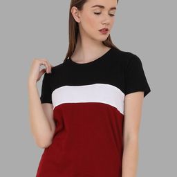 Reifica Women Black Colourblocked Bio Finish T-shirt-image-97
