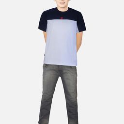 Gini and Jony Boys Blue & Navy Blue Colourblocked T-shirt-image-9