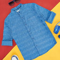 Pantaloons Junior Boys Micro Ditsy Printed Cotton Casual Shirt-image-51