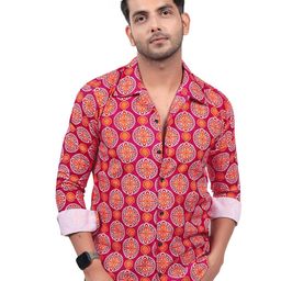 HARPITA Relaxed Geometric Printed Casual Shirt-image-85