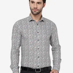 JB STUDIO Slim Fit Micro Ditsy Printed Pure Cotton Formal Shirt-image-4