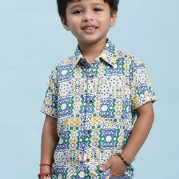 Stuffie Land Boys Smart Ethnic Motifs Printed Cotton Shirt-image-91