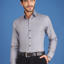 LOUIS STITCH Comfort Fit Micro Ditsy Printed Cotton Formal Shirt-image-98