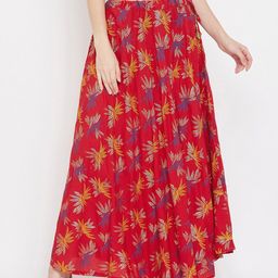 Clora Creation Floral Printed Flared Maxi Skirt-picture-11