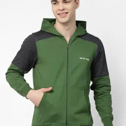 Kalt Colourblocked Hood Fleece Front-Open Sweatshirt-picture-35