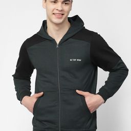 Kalt Colourblocked Hooded Fleece Front-Open Sweatshirt-picture-27