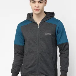 Kalt Colourblocked Hooded Fleece Front-Open Sweatshirt-picture-48
