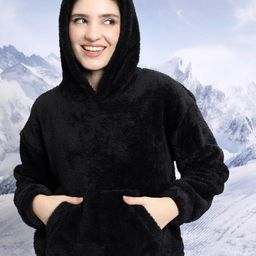 Tokyo Talkies Black Hooded Drop Shoulder Sleeves Oversized Pullover-image-31