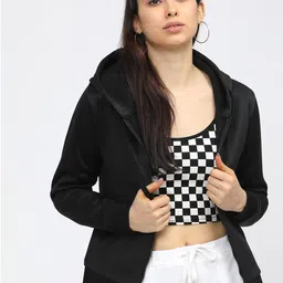 Tokyo Talkies Women Black Hooded Sweatshirt-picture-28