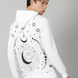 Rodzen Conversational Printed Hooded Neck Long Sleeve Fleece Pullover Sweatshirt-image-55