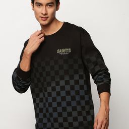 SHOWOFF Checked Round Neck Cotton Sweatshirt-image-57