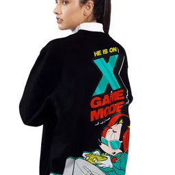 Bonkers Corner Black Mickey Mouse Printed Oversized Cotton Sweatshirt-picture-44