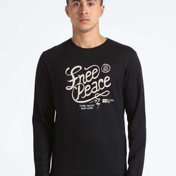 Flying Machine Typography Printed Pure Cotton Pullover-image-57