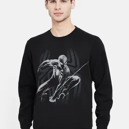 Octave Men Black Spiderman Printed Sweatshirt-picture-12
