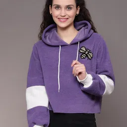 KASSUALLY Women Lavender Hooded Faux Fur Sweatshirt-image-61