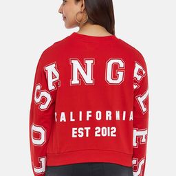 People Women Red Printed Cotton Sweatshirt-picture-9