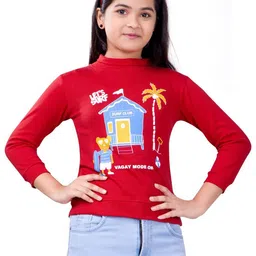 BAESD Girls Graphic Printed High Neck Pullover Sweatshirt-image-78