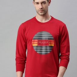 SHOWOFF Men Red Printed Cotton Sweatshirt-image-63