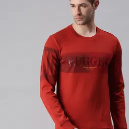 SHOWOFF Men Red Printed Sweatshirt-image-59
