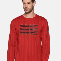 SHOWOFF Men Red Striped Round Neck Sweatshirt-picture-14