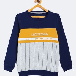 Crimsoune Club Boys Navy Blue & Yellow Colourblocked Sweatshirt-image-55