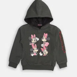 CHIMPRALA Girls Olive Green Printed Hooded Cotton Sweatshirt-picture-47