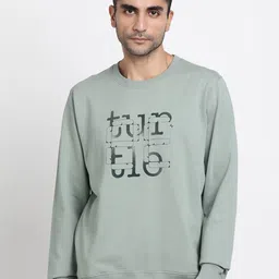 Turtle Typography Printed Terry Cotton Sweatshirt-image-73