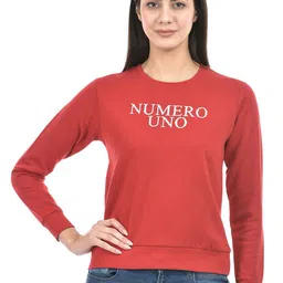 Numero Uno Typography Printed Round Neck Pullover Sweatshirt-19