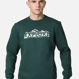 t-base Men Green Typography Printed Cotton Pullover Sweatshirt-picture-13