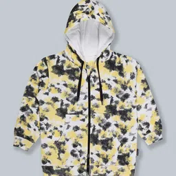 KiddoPanti Unisex Kids Yellow And Black Tie And Dye Hooded Sweatshirt-19
