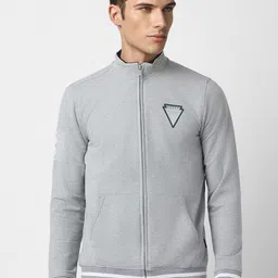 Van Heusen Sport Geometric Printed Mock Collar Front Open Sweatshirt-picture-1